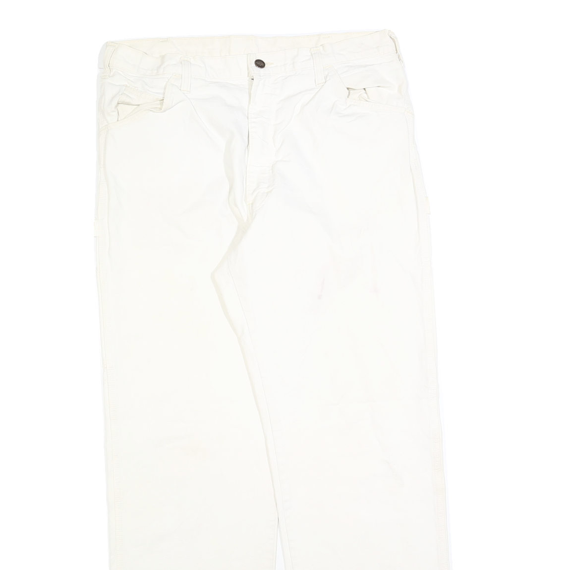 DICKIES Mens Cotton Blend White Workwear Regular Fit Straight Trousers W34 L31