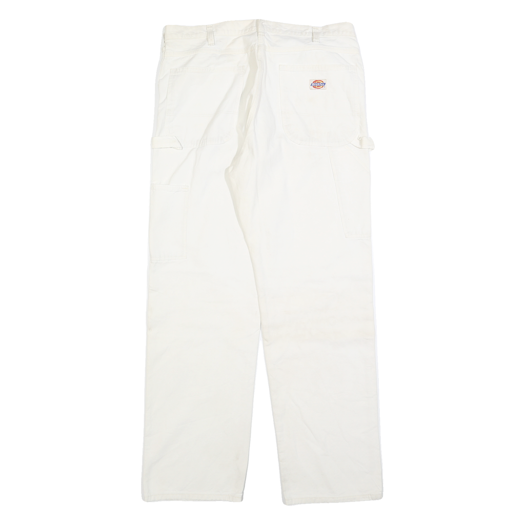 DICKIES Mens Cotton Blend White Workwear Regular Fit Straight Trousers W34 L31