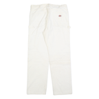 DICKIES Mens Cotton Blend White Workwear Regular Fit Straight Trousers W34 L31