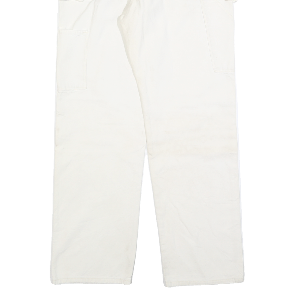 DICKIES Mens Cotton Blend White Workwear Regular Fit Straight Trousers W34 L31