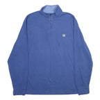 CHAPS Mens Blue Pullover Plain 1/4 Zip Cotton Blend Jumper 2XL Casual Comfort