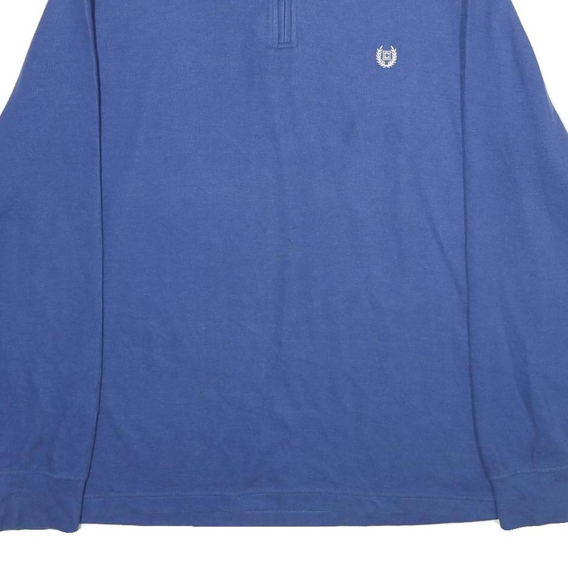 CHAPS Mens Blue Pullover Plain 1/4 Zip Cotton Blend Jumper 2XL Casual Comfort
