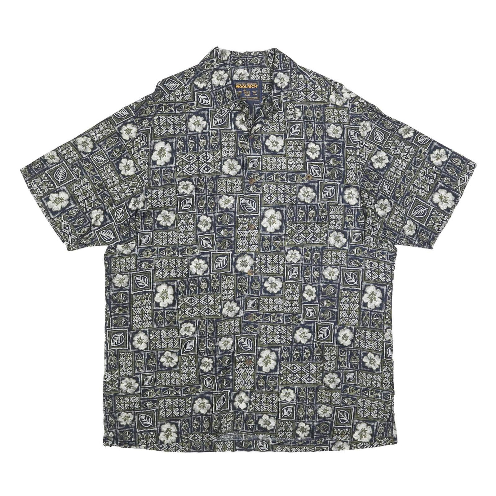 WOOLRICH Mens Blue Cotton Blend Pattern Shirt L Button Collar Casual Summer