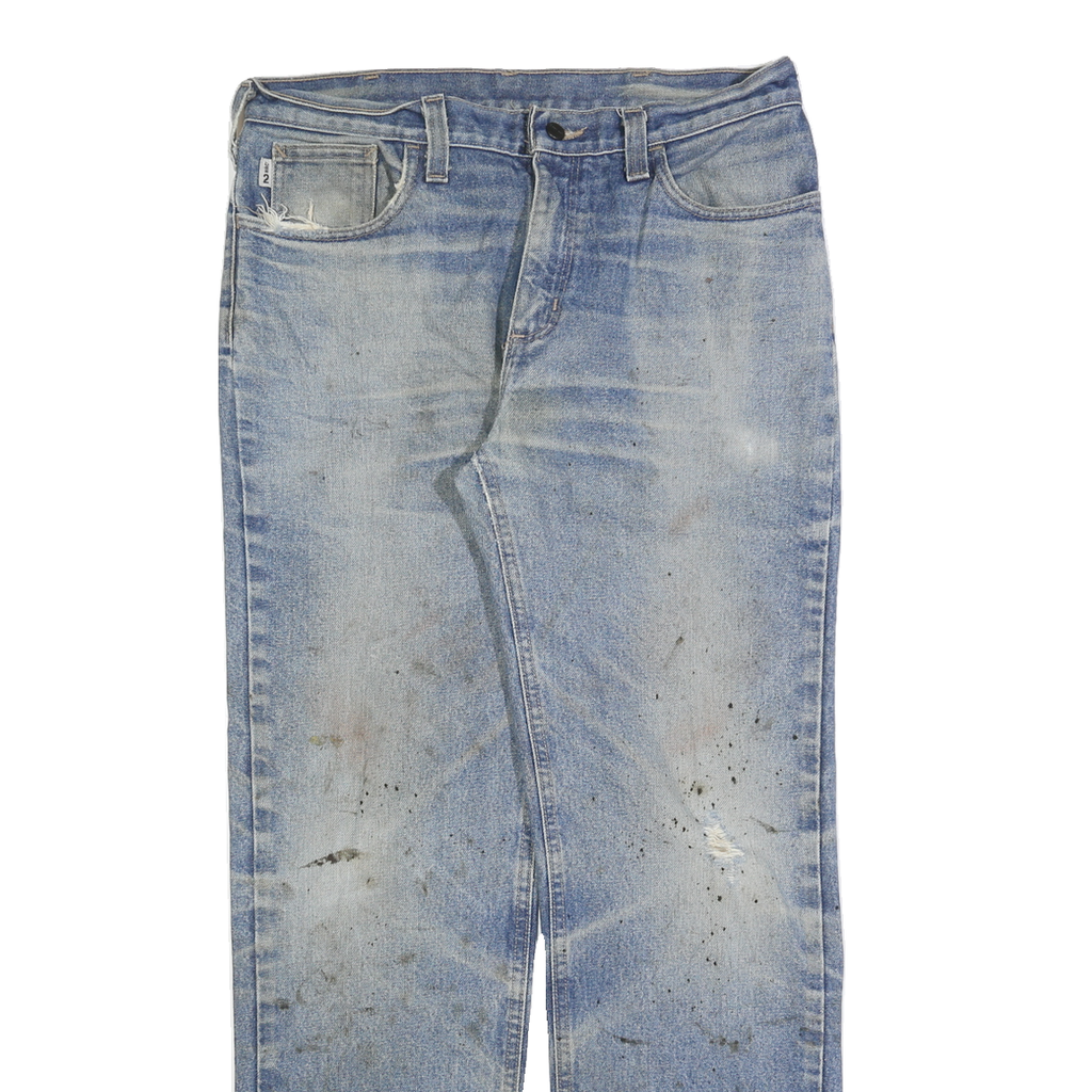 CARHARTT Mens Cotton Blend Blue Regular Straight Trousers W34 L34 Workwear