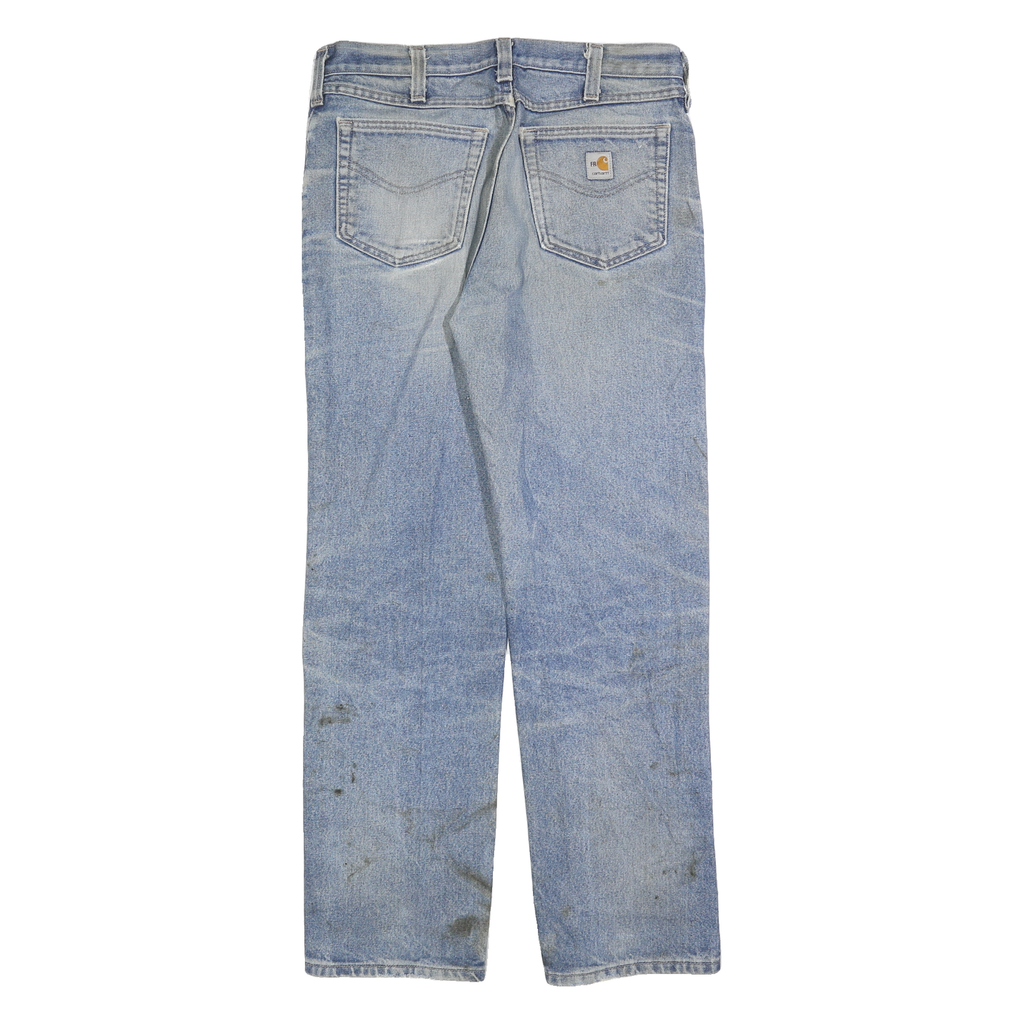 CARHARTT Mens Cotton Blend Blue Regular Straight Trousers W34 L34 Workwear