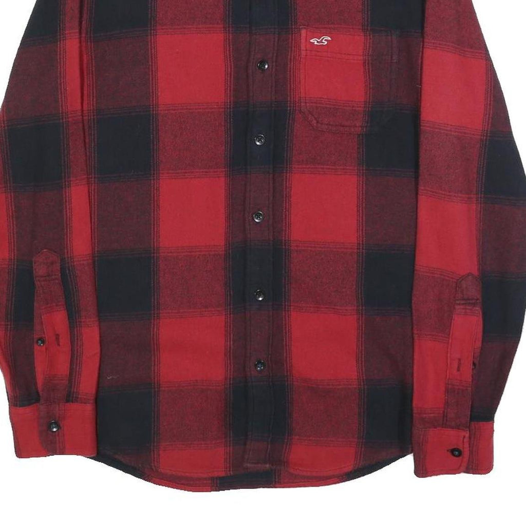HOLLISTER Mens Red & Black Check Shirt S Button Neck Long Sleeve Flannel