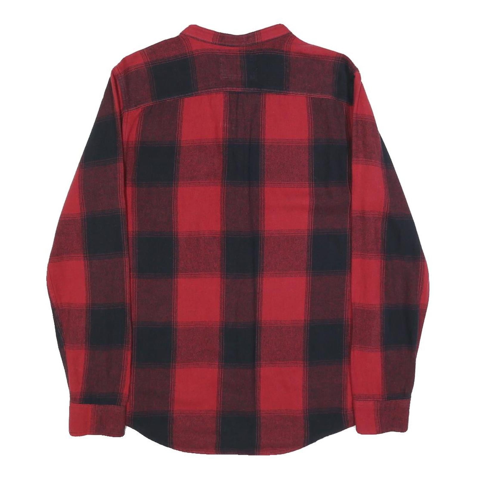 HOLLISTER Mens Red & Black Check Shirt S Button Neck Long Sleeve Flannel