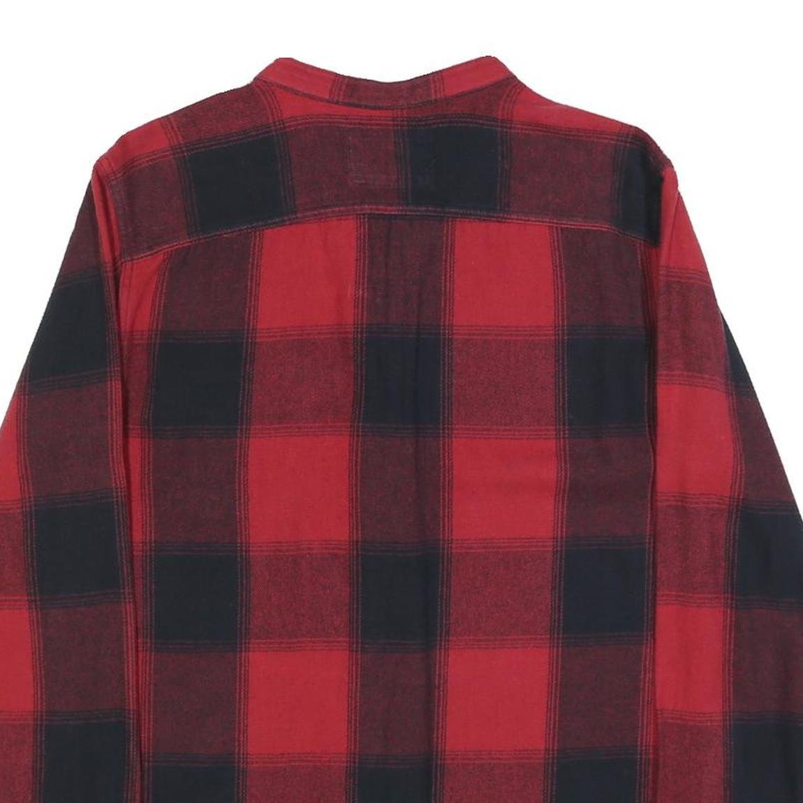 HOLLISTER Mens Red & Black Check Shirt S Button Neck Long Sleeve Flannel