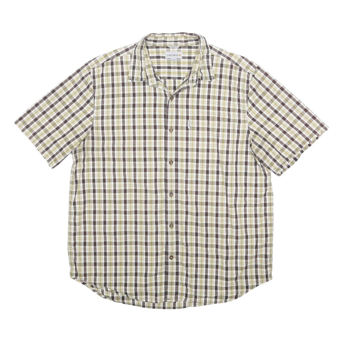 CARHARTT Mens Beige Brown Check Shirt XL Cotton Casual Button Up Summer