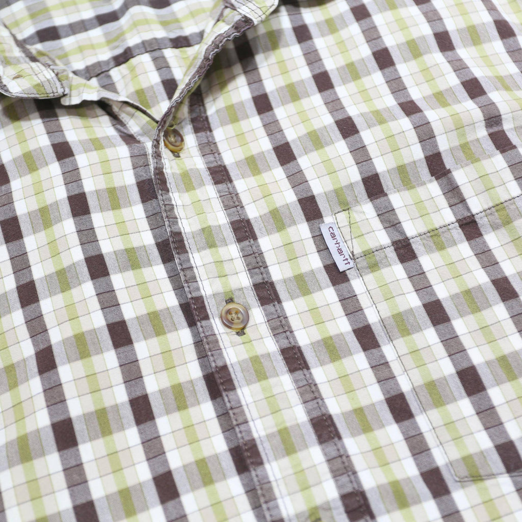 CARHARTT Mens Beige Brown Check Shirt XL Cotton Casual Button Up Summer