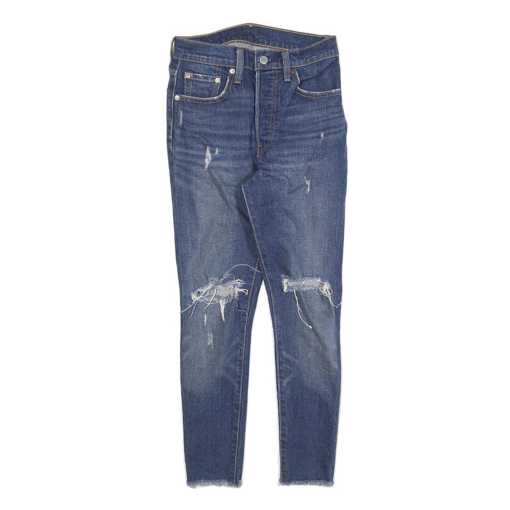 LEVI'S 501S Womens Jeans Blue Slim Skinny Denim Light W24 L24 Distressed