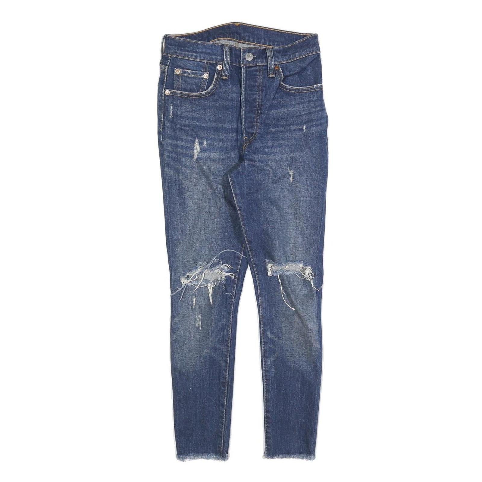 LEVI'S 501S Womens Jeans Blue Slim Skinny Denim Light W24 L24 Distressed