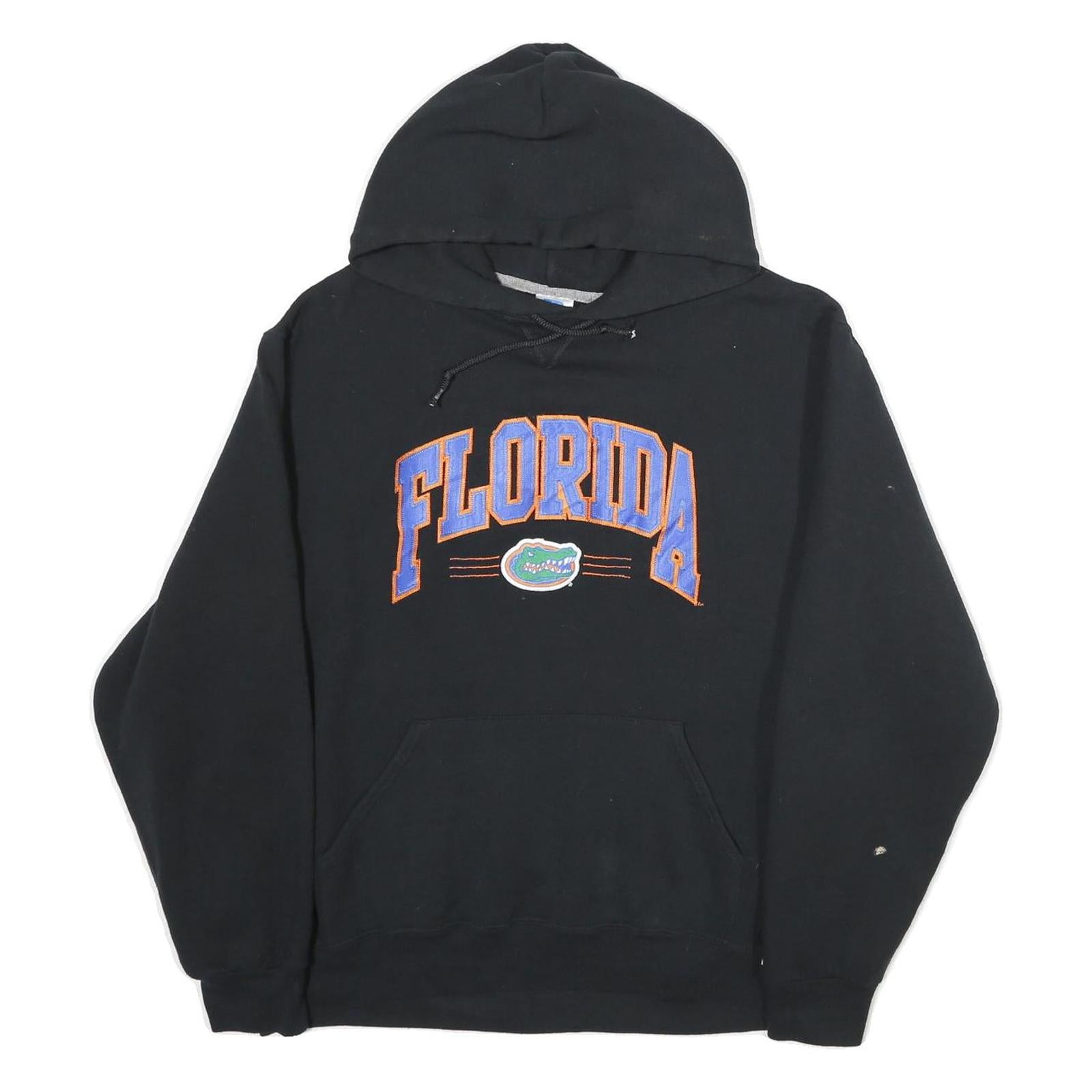 RUSSELL ATHLETIC Mens Black Florida Pullover Hoodie L Cotton Casual Sweatshirt