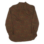 Womens Brown & Red Pattern Cotton Blend Shirt M Long Sleeve Button