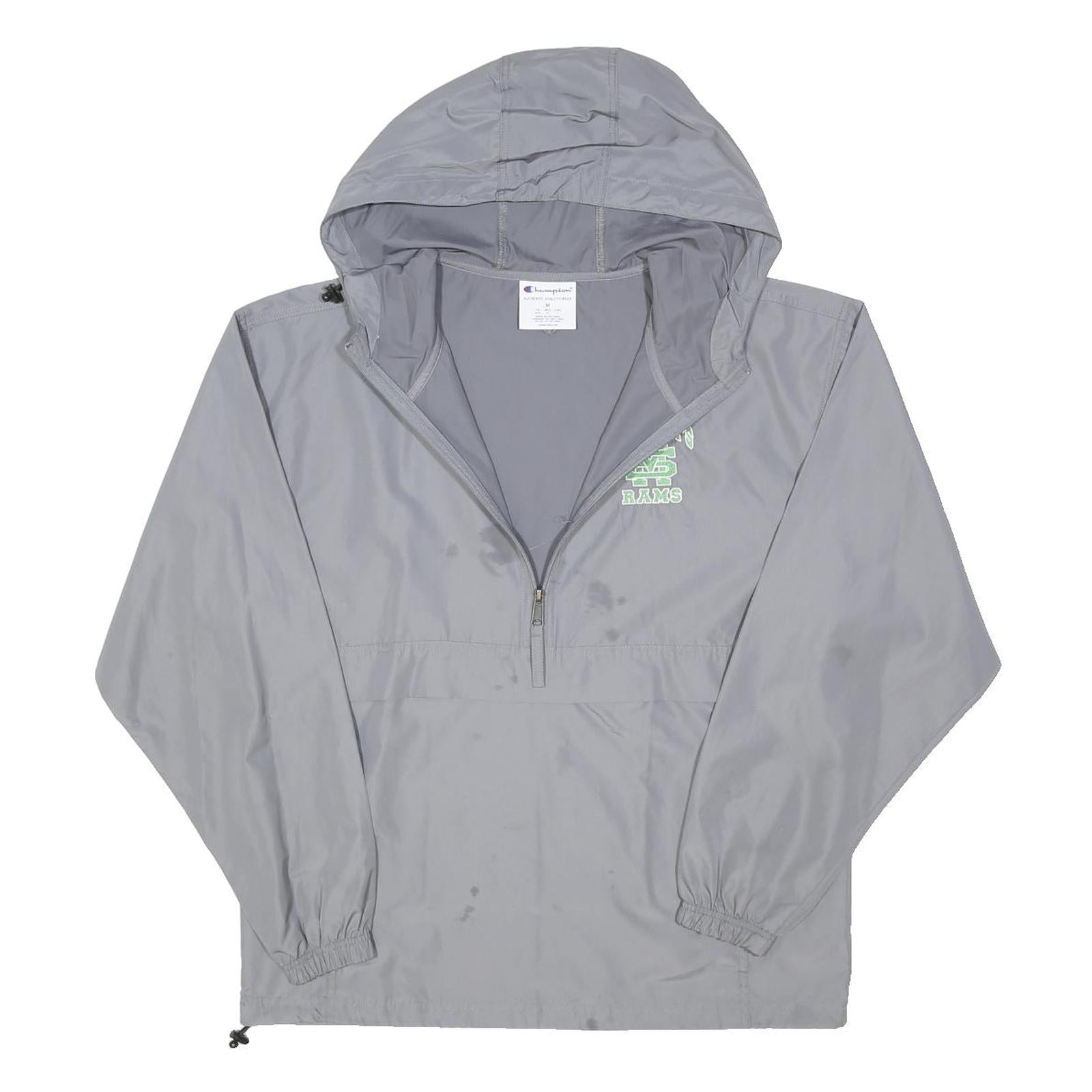CHAMPION Mens Grey Lightweight Hooded Jacket M Polyester Blend Zip Outdoor