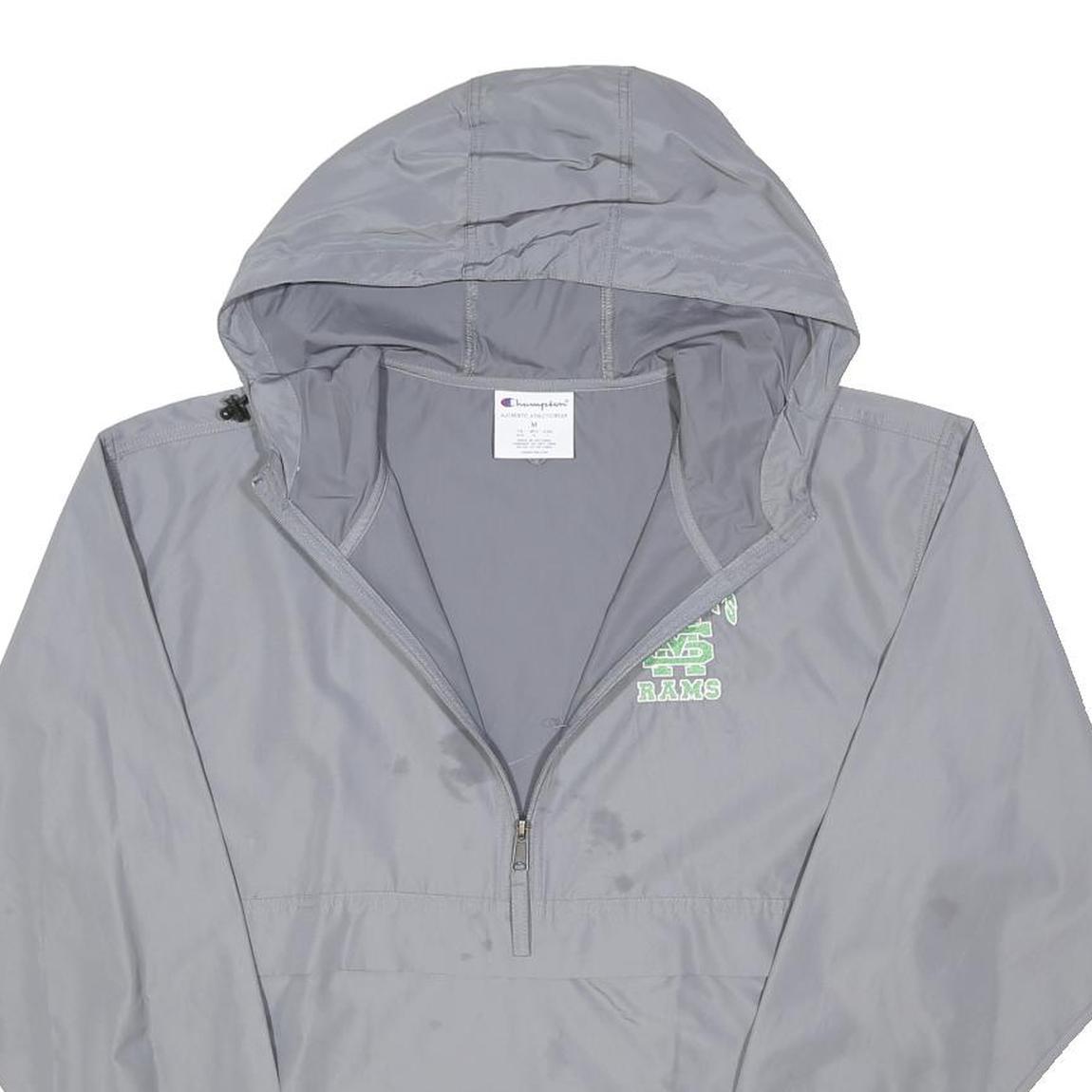 CHAMPION Mens Grey Lightweight Hooded Jacket M Polyester Blend Zip Outdoor