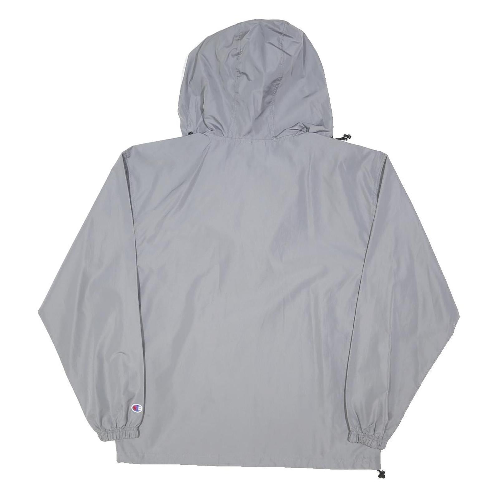 CHAMPION Mens Grey Lightweight Hooded Jacket M Polyester Blend Zip Outdoor