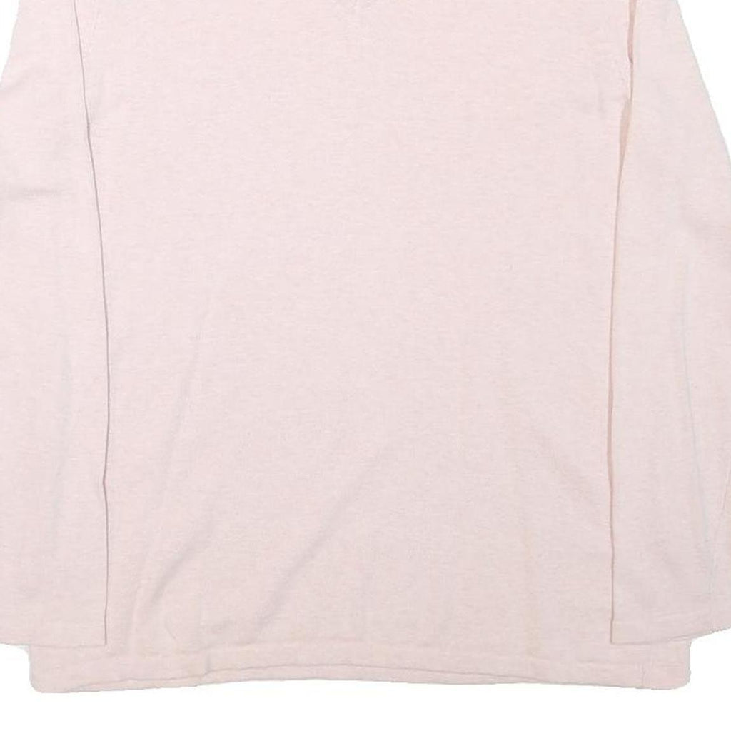 TOMMY HILFIGER Womens Cream Jumper V-Neck Basic Knit L Cotton Blend Casual