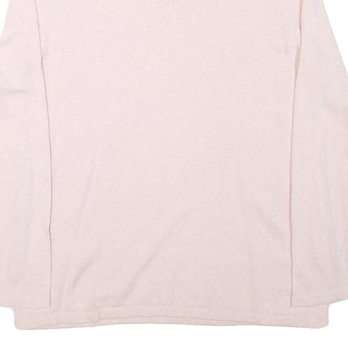 TOMMY HILFIGER Womens Cream Jumper V-Neck Basic Knit L Cotton Blend Casual