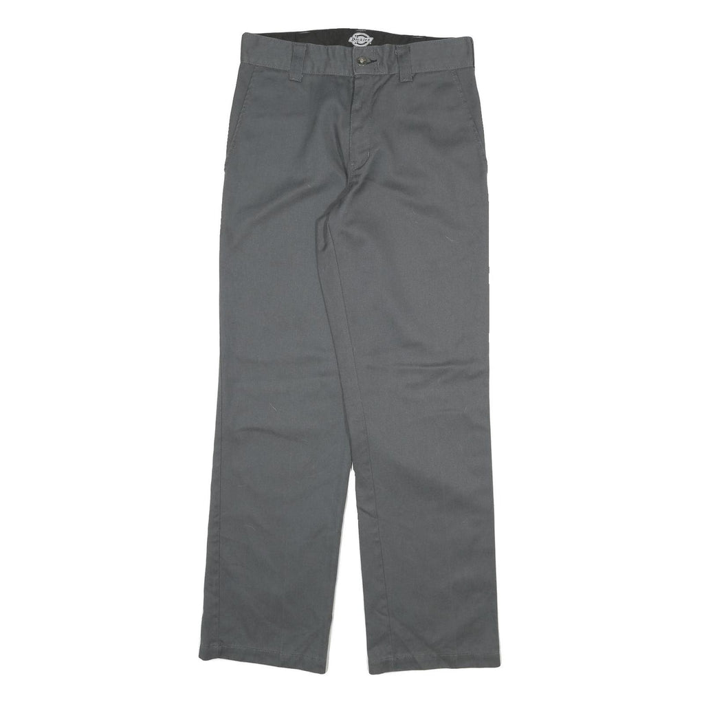 DICKIES Mens Cotton Blend Grey Regular Straight Trousers W30 L31 Workwear Zip