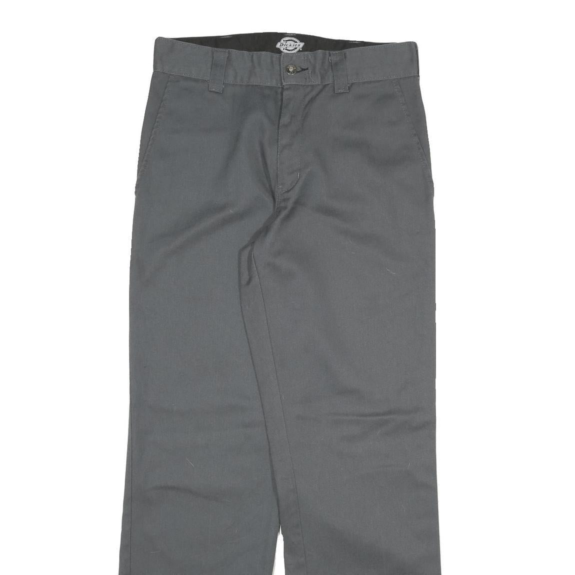 DICKIES Mens Cotton Blend Grey Regular Straight Trousers W30 L31 Workwear Zip