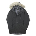 HELLY HANSEN Mens Black Outdoor Jacket L Polyester Blend Hooded Button Warm