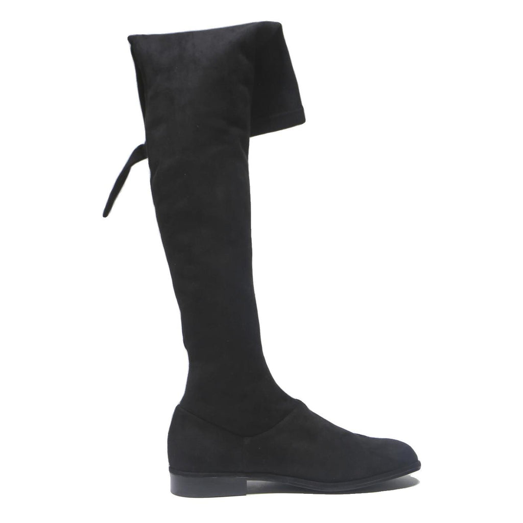 CHARLES & KEITH Womens Over The Knee Boots Black Synthetic UK 2 Elegant Flat