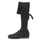 CHARLES & KEITH Womens Over The Knee Boots Black Synthetic UK 2 Elegant Flat