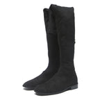CHARLES & KEITH Womens Over The Knee Boots Black Synthetic UK 2 Elegant Flat