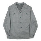 Mens Grey Cotton Blend Button Jacket M Plain Casual Lightweight Classic