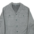 Mens Grey Cotton Blend Button Jacket M Plain Casual Lightweight Classic