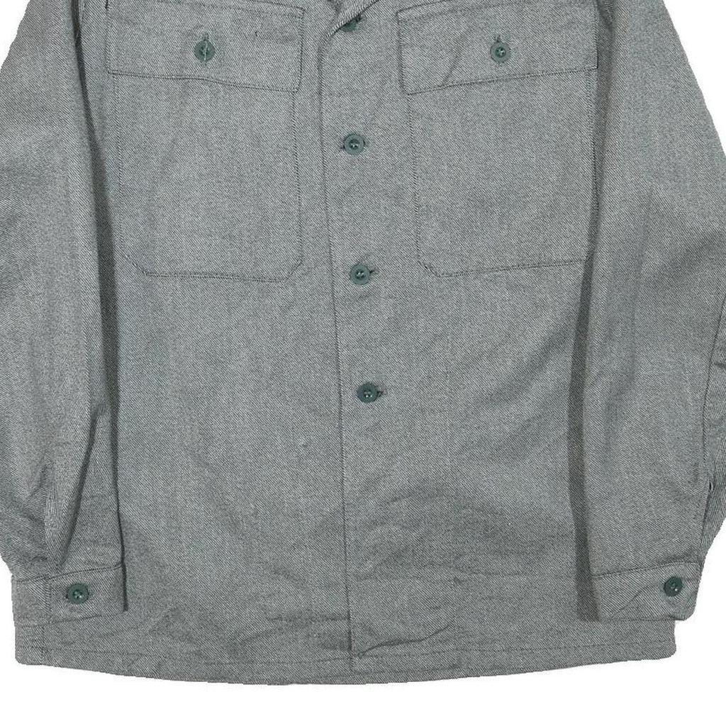 Mens Grey Cotton Blend Button Jacket M Plain Casual Lightweight Classic