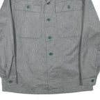 Mens Grey Cotton Blend Button Jacket M Plain Casual Lightweight Classic