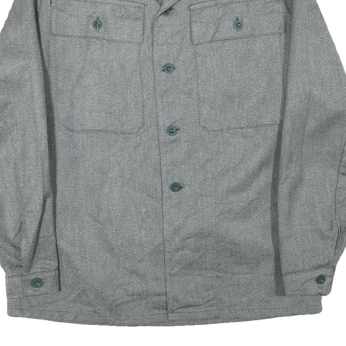 Mens Grey Cotton Blend Button Jacket M Plain Casual Lightweight Classic