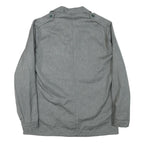 Mens Grey Cotton Blend Button Jacket M Plain Casual Lightweight Classic