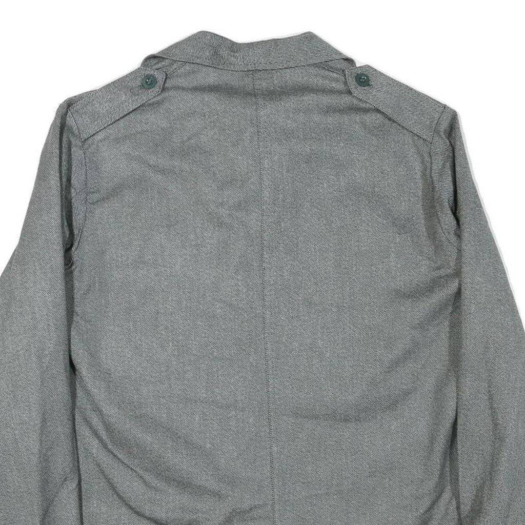 Mens Grey Cotton Blend Button Jacket M Plain Casual Lightweight Classic