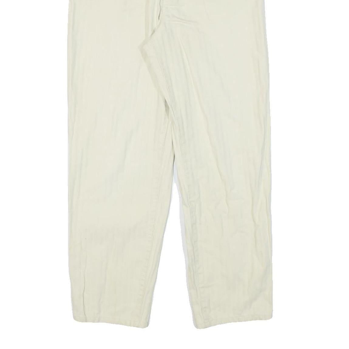 MEXX Womens Cream Relaxed Straight Cotton Blend Trousers W26 L26 Stylish Zip