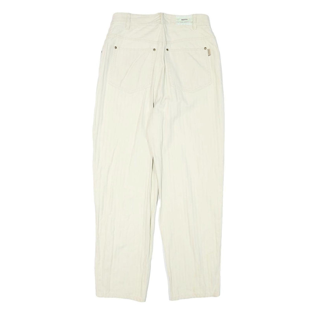 MEXX Womens Cream Relaxed Straight Cotton Blend Trousers W26 L26 Stylish Zip