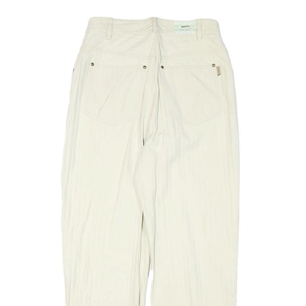 MEXX Womens Cream Relaxed Straight Cotton Blend Trousers W26 L26 Stylish Zip