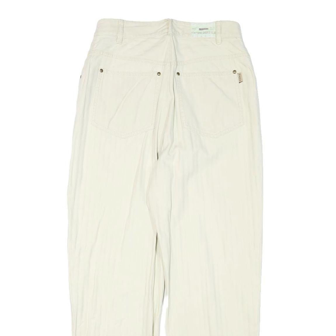 MEXX Womens Cream Relaxed Straight Cotton Blend Trousers W26 L26 Stylish Zip