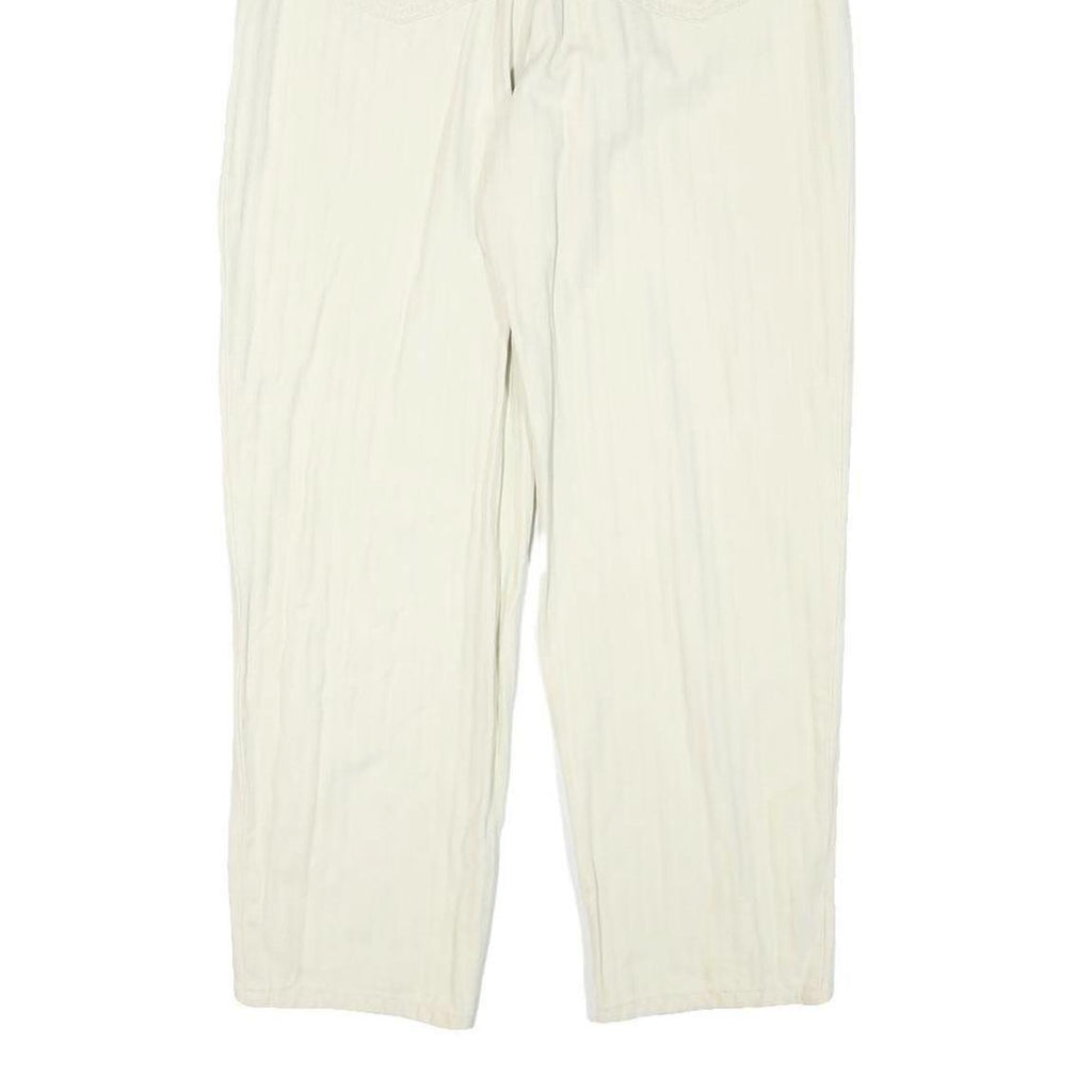 MEXX Womens Cream Relaxed Straight Cotton Blend Trousers W26 L26 Stylish Zip