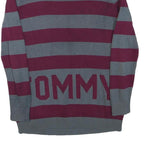 TOMMY HILFIGER Womens Grey & Maroon Striped Pattern Cotton Blend Jumper Crew