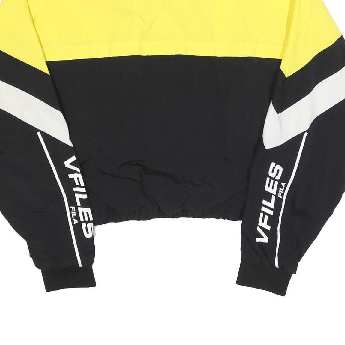 FILA Womens Yellow & Black VFILES Sportswear Cropped Polyester Blend Jacket S