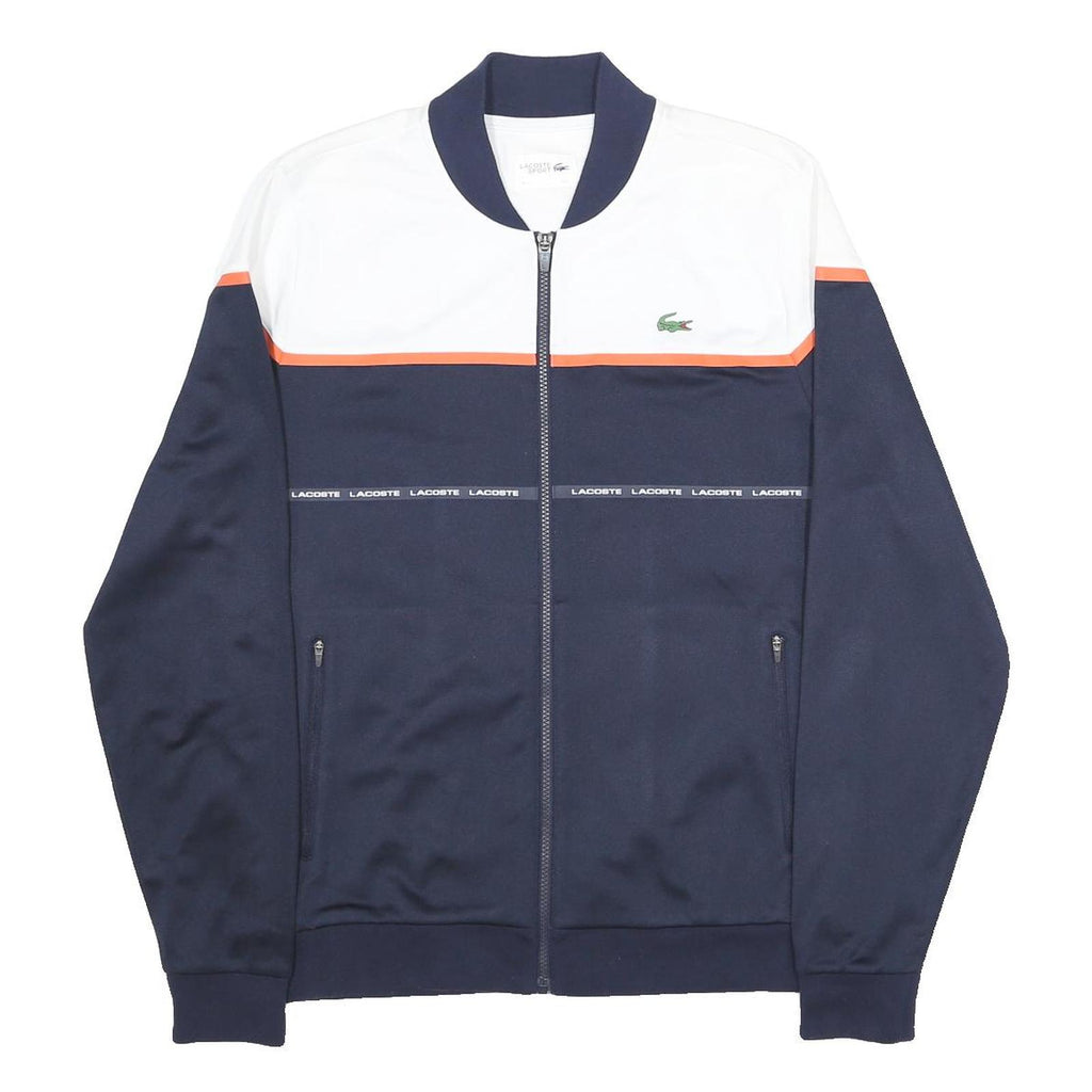 LACOSTE Mens Navy & White Sport Zip Jacket L Polyester Track Top