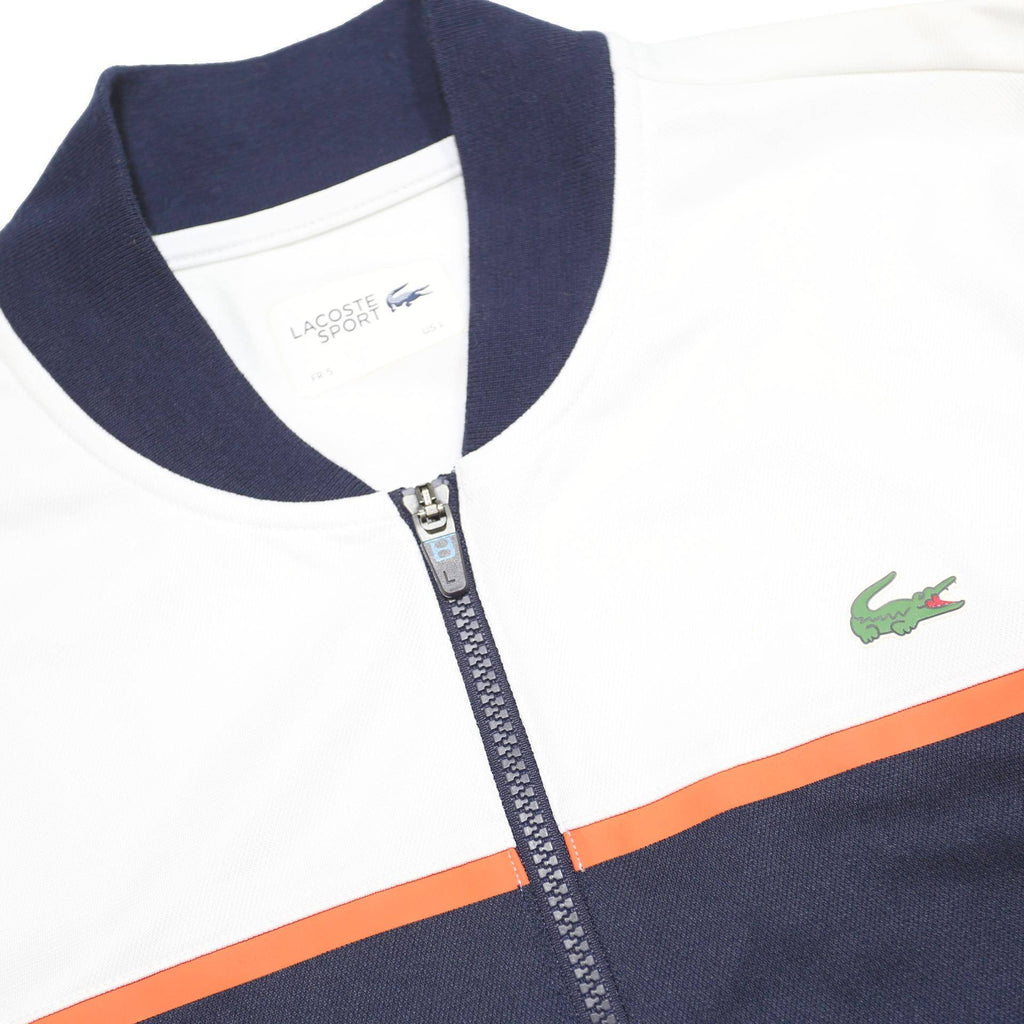 LACOSTE Mens Navy & White Sport Zip Jacket L Polyester Track Top
