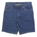 MC PANTHON Mens Denim Blue Casual Shorts L W36 Comfortable Fit Cotton Blend