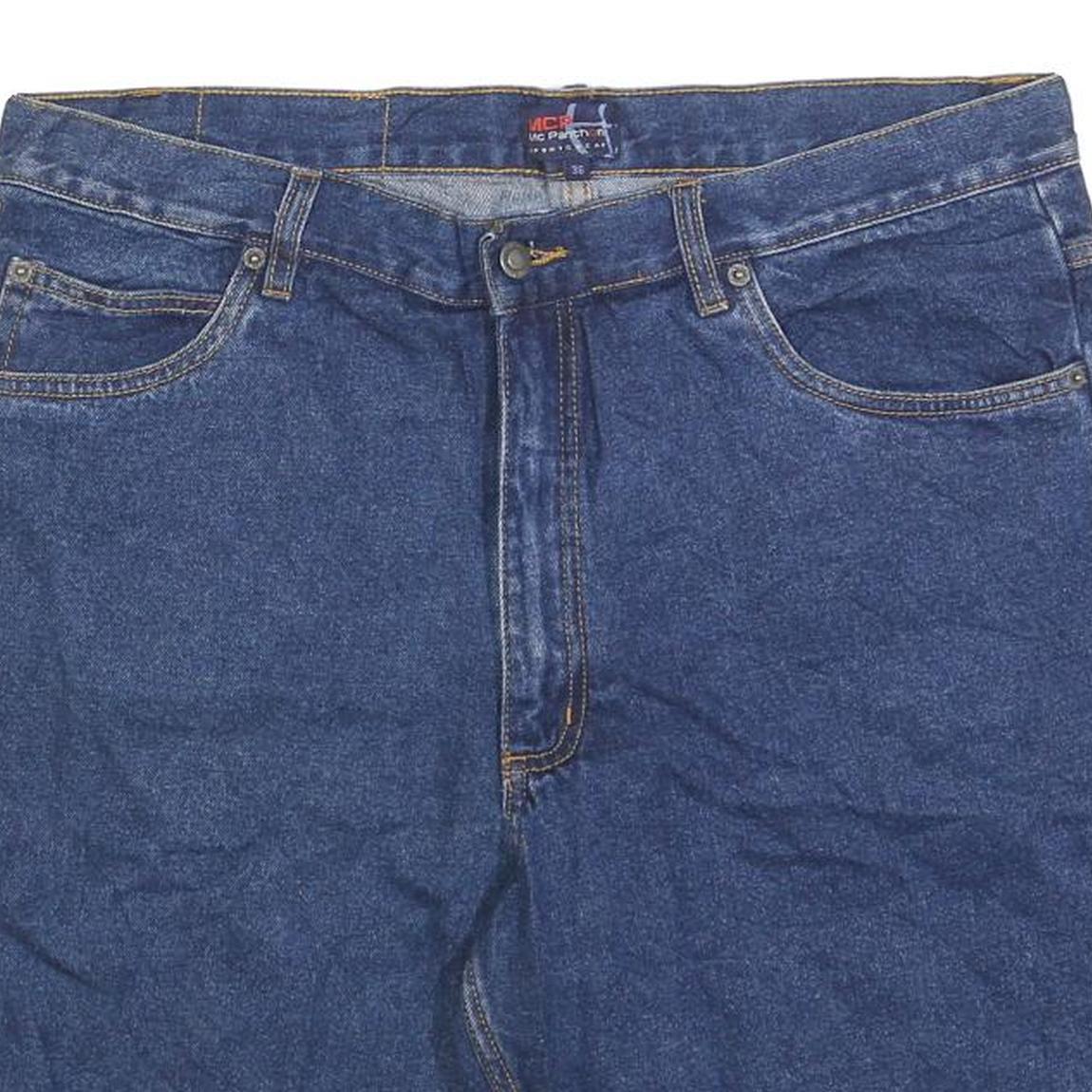 MC PANTHON Mens Denim Blue Casual Shorts L W36 Comfortable Fit Cotton Blend