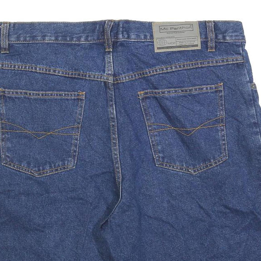 MC PANTHON Mens Denim Blue Casual Shorts L W36 Comfortable Fit Cotton Blend
