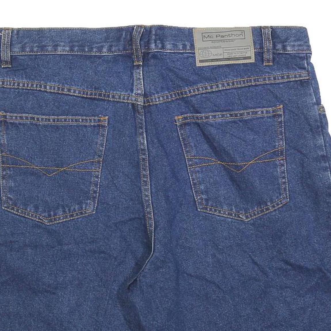 MC PANTHON Mens Denim Blue Casual Shorts L W36 Comfortable Fit Cotton Blend