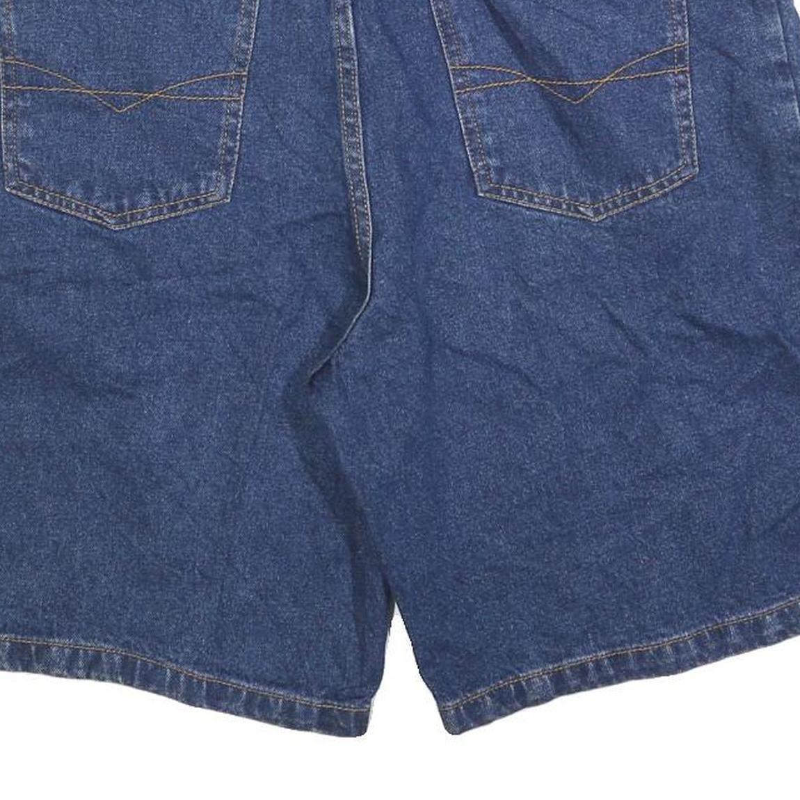 MC PANTHON Mens Denim Blue Casual Shorts L W36 Comfortable Fit Cotton Blend
